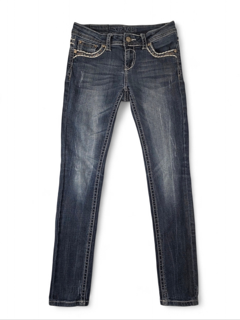 Grace in LA Skinny Jeans Girls Size 16 Embellished Stretch Denim Bling Western